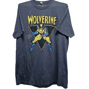 Marvel Wolverine T Shirt Graphic Tee Blue Yellow Comic Book Superhero Men L